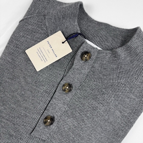 PETER MILLAR Men’s Parkway Gale Gray Textured Mock-Neck Sweater Size XL NEW - Picture 9 of 9